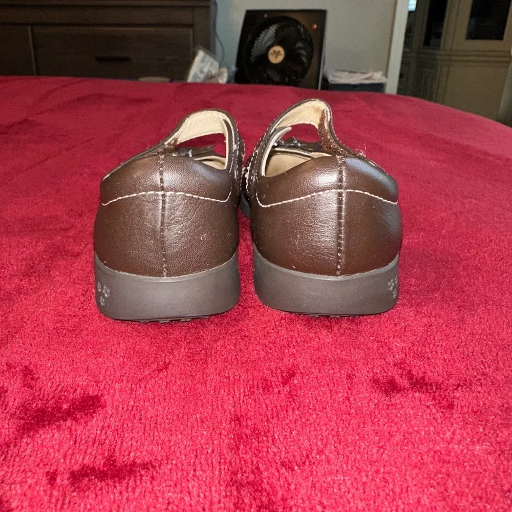 Pediped Flex‎ Kids Mary Jane Shoes Dark Brown Leather Bow Strap Size EU 26